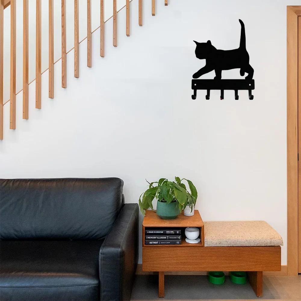 Promotion Cat 2 Kitten Key Rack & Hanger  Small 6 Inch Wide Hook Bathroom Accessories Decoration For Home Wall Sticker