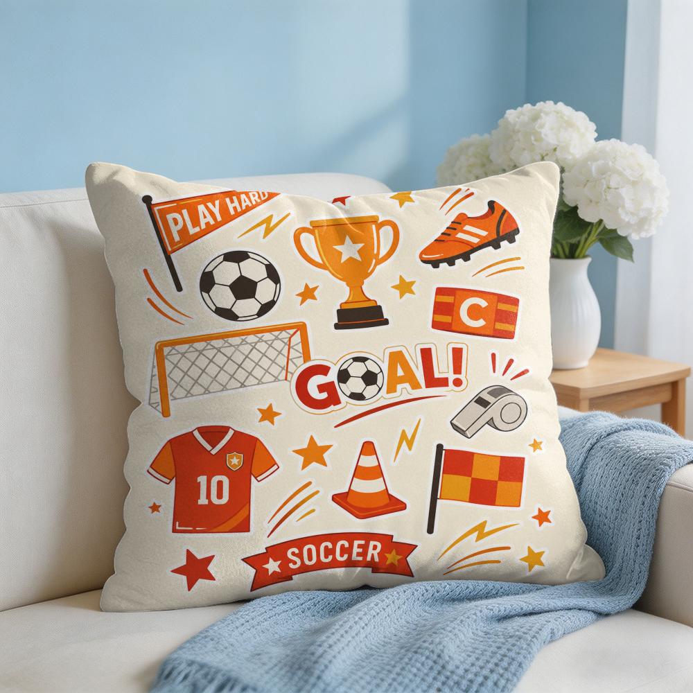 Sports Meet Cushion Cover Short Plush Soft DoubleSided Printing Pillow Case Cozy Sofa Bedroom Home Decor Gift
