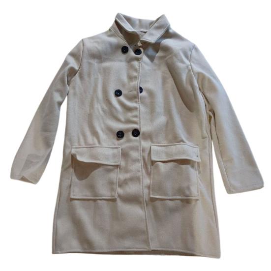 Women Jacket Turn-down Collar Long Sleeves Double-breasted Windbreaker Loose Pockets Mid Length Outdoor Travel Commuting Overcoat