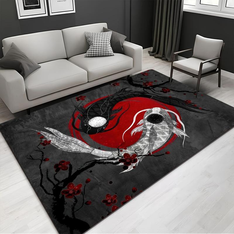 Chinese 3D Tai Chi Bagua Yin Yang Bathroom Mat Anti-slip Long Strip Cushion Bedroon Mat Welcome Doormat for Living Room, Kitchen