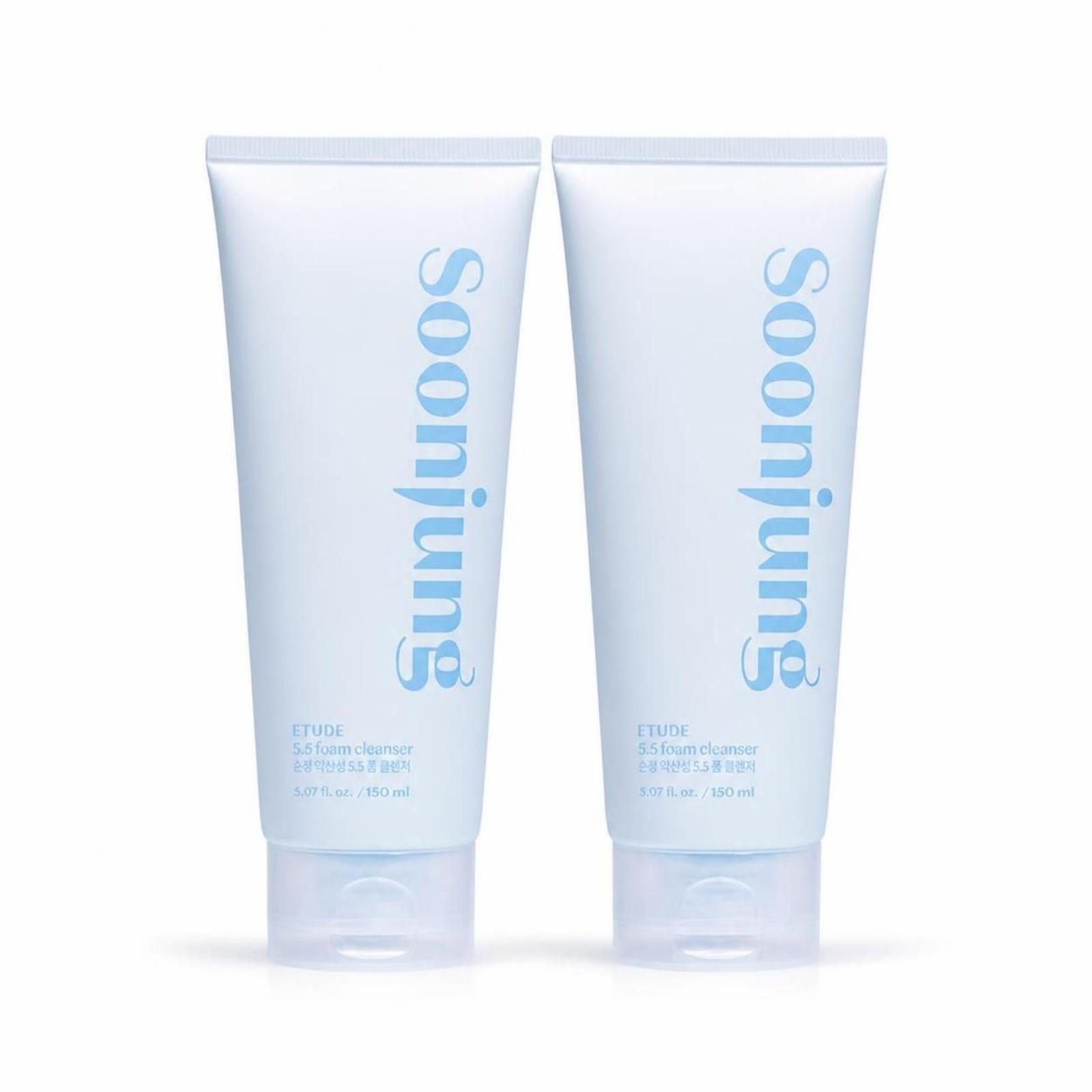 ETUDE SoonJung pH 5.5 Foam Cleanser Double Pack Gentle Low pH Facial Cleanser 150ml + 150ml