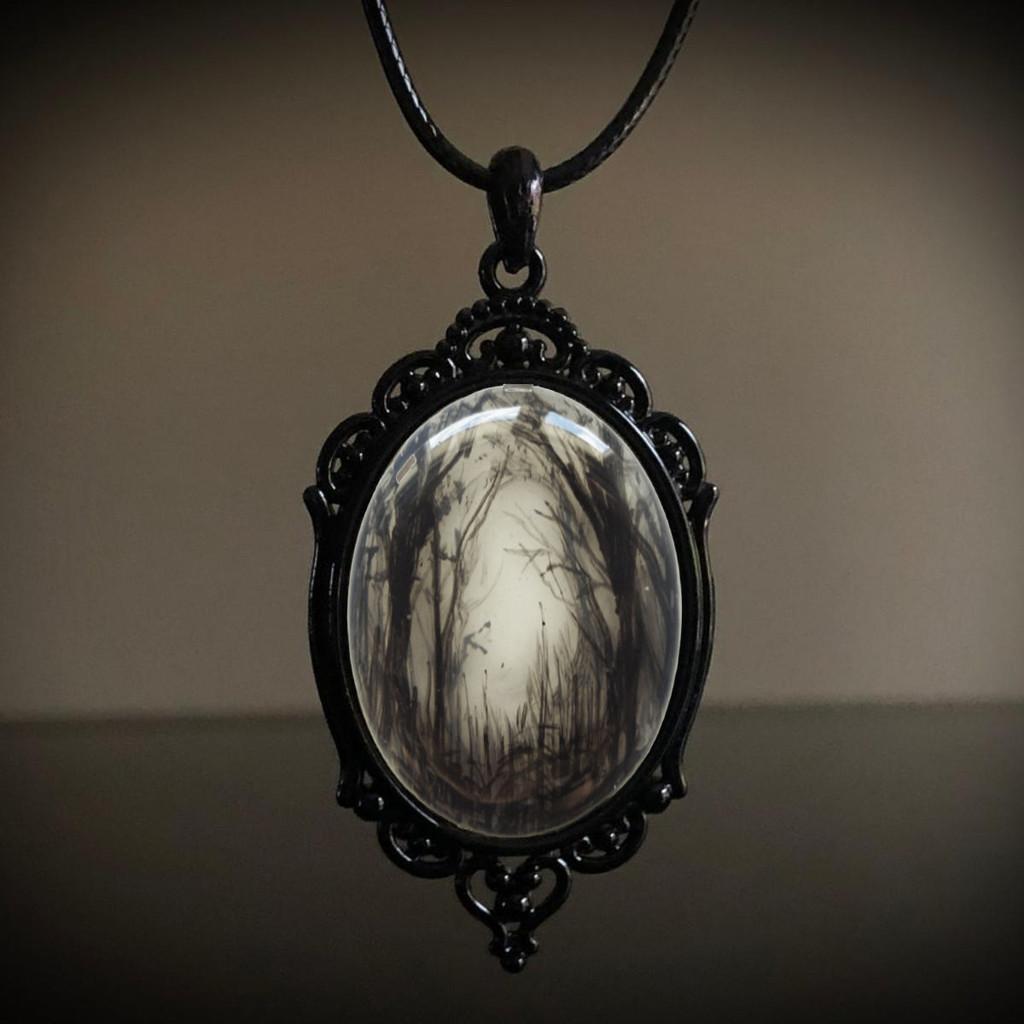 Gothic Raven Forest Pendant Necklace With Alloy Material For Fashionistas