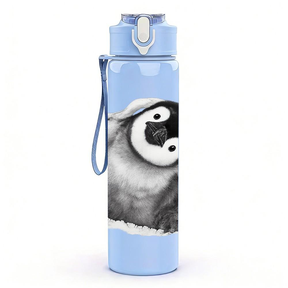 1PC Cute Seal Portrait 750ml Color Plastic Sports Water Bottle Leakproof Flip Straw Lid Suitable for Sports Office Home Use