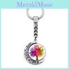 Modern Simple Design Colorful Tree Of Life Keychain With Moon Pendant