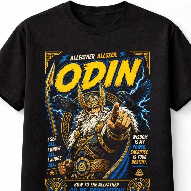Odin Allfather Norse God Viking Mythology Raven Unisex TShirt S