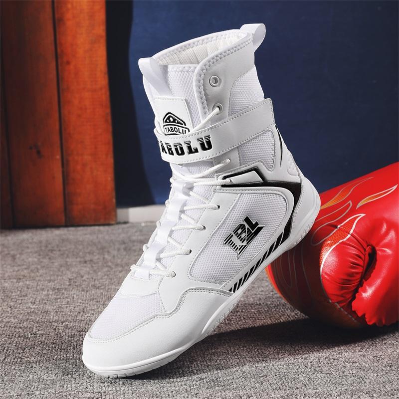 Men's Professional Wrestling Shoes, High Top Combat Boots, Mesh Breathable Men's Sanda Training Shoes Sizes 39-45