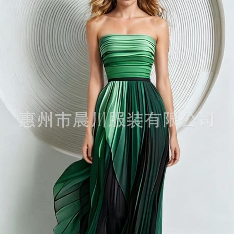 Spring new women's temperament sexy tube top print color dress dress