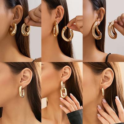 Modische Geometrische Metallring Wassertropfen Ohrstecker für Pendler, Personalisierte Einfache Kette Ohrringe Damen