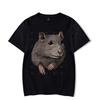 Men Women Cartoon T-Shirts 2024 Summer Harajuku Kawaii Rat Printed Short Sleeve Tees Couple Streetwear Loose Clothes Y2K Tops