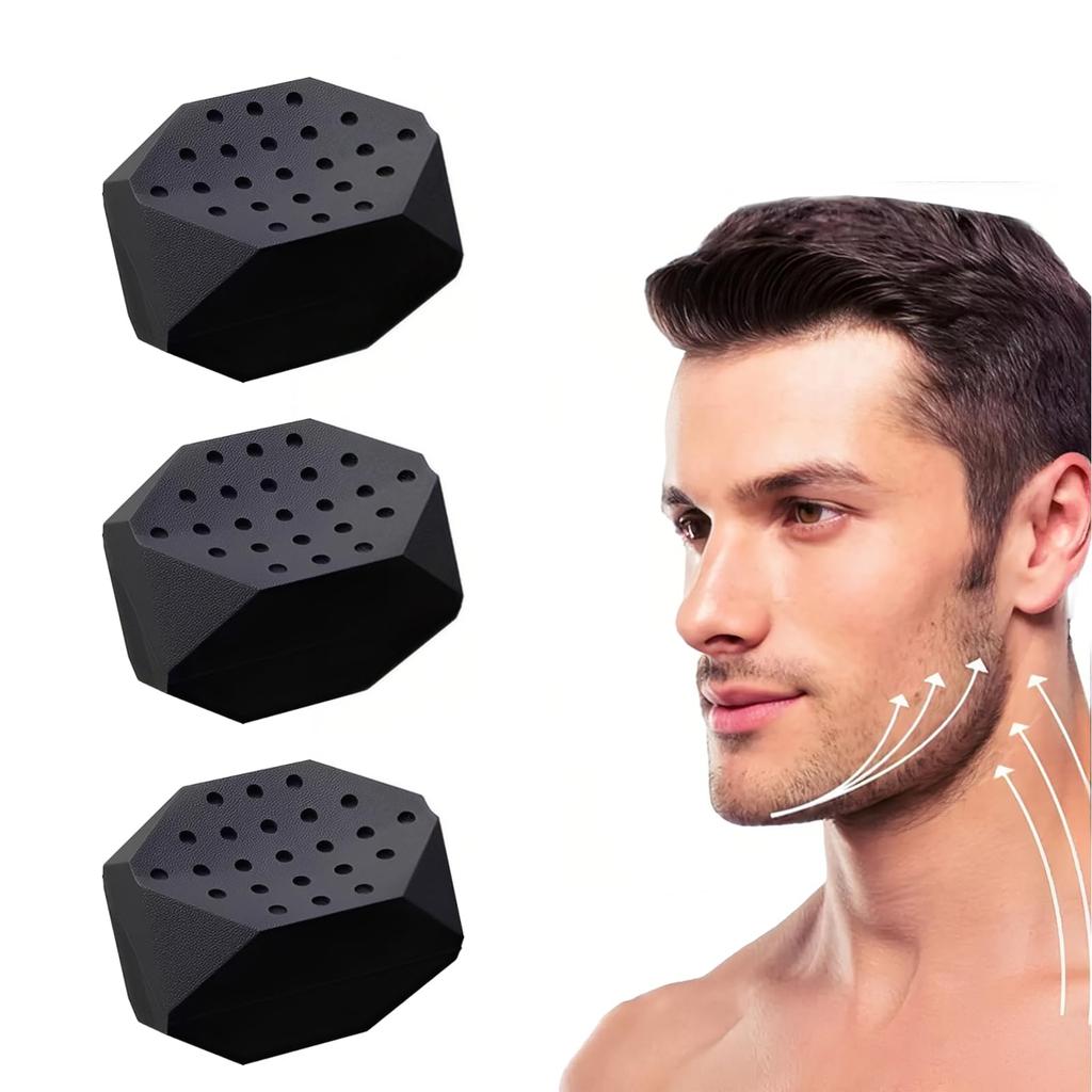 3 Pcs Jawline Exerciser,Jawline Shaper For Men And Women, Facial Exercise Tool For Defined Jawline And Neck Toning, Black Silicone Jaw Trainer For