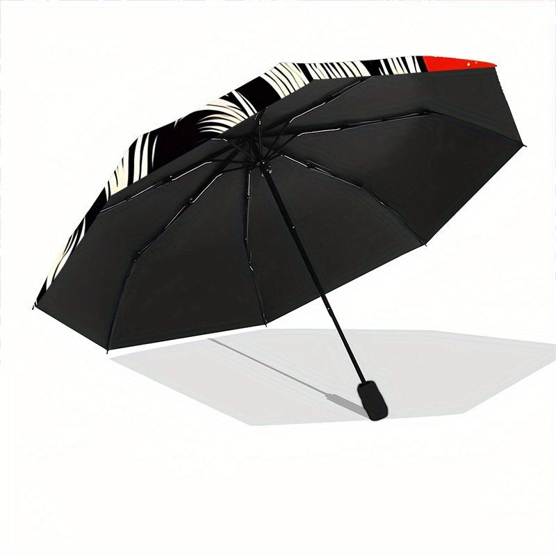 1pc Wolf Emblem Automatic Open/Close Umbrella Sturdy Iron Frame, Compact Travel Umbrella, Intricate Design Umbrella A0829078