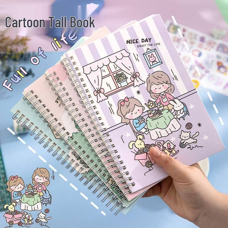 Cute Double-Sided Cartoon Sticker Book with Coil Binding