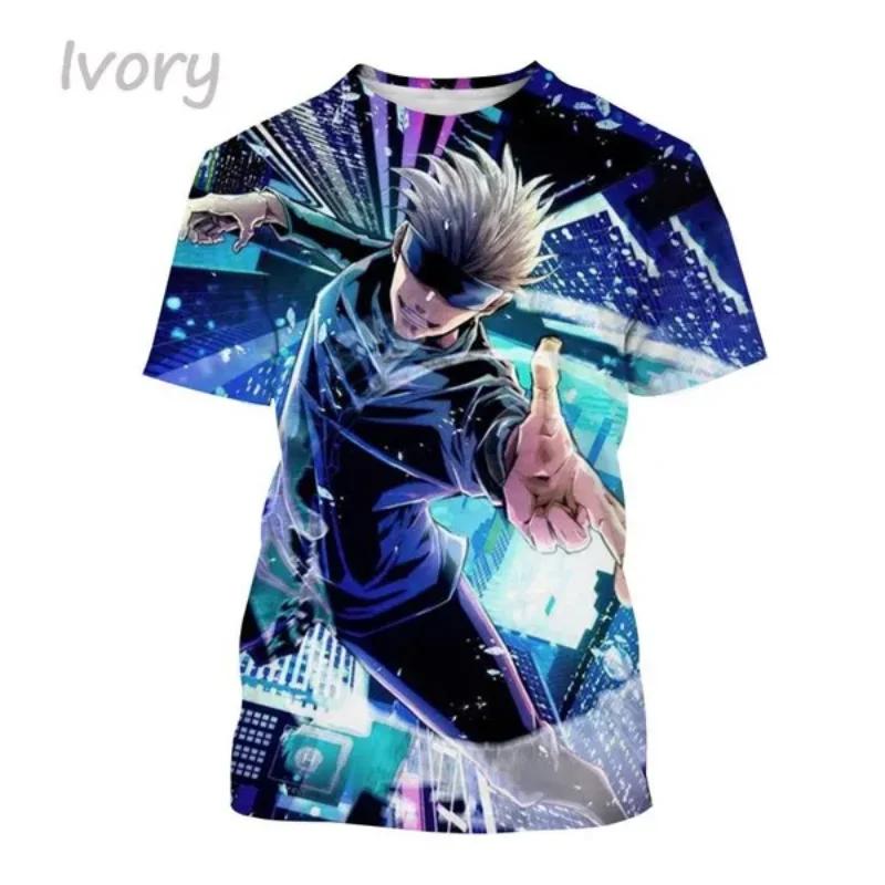 Camiseta con estampado 3D de Gojo Satoru e Itadoru Yuji para hombre,ropa de moda con gráfico de Jujutsu Kaiju,