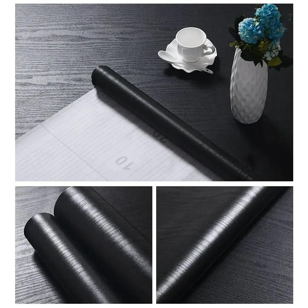 Waterproof Wall Stickers Wallpaper 45cm White And Black Wood Grain Classics Self-adhesive Living Room Home Decoration Bedroom