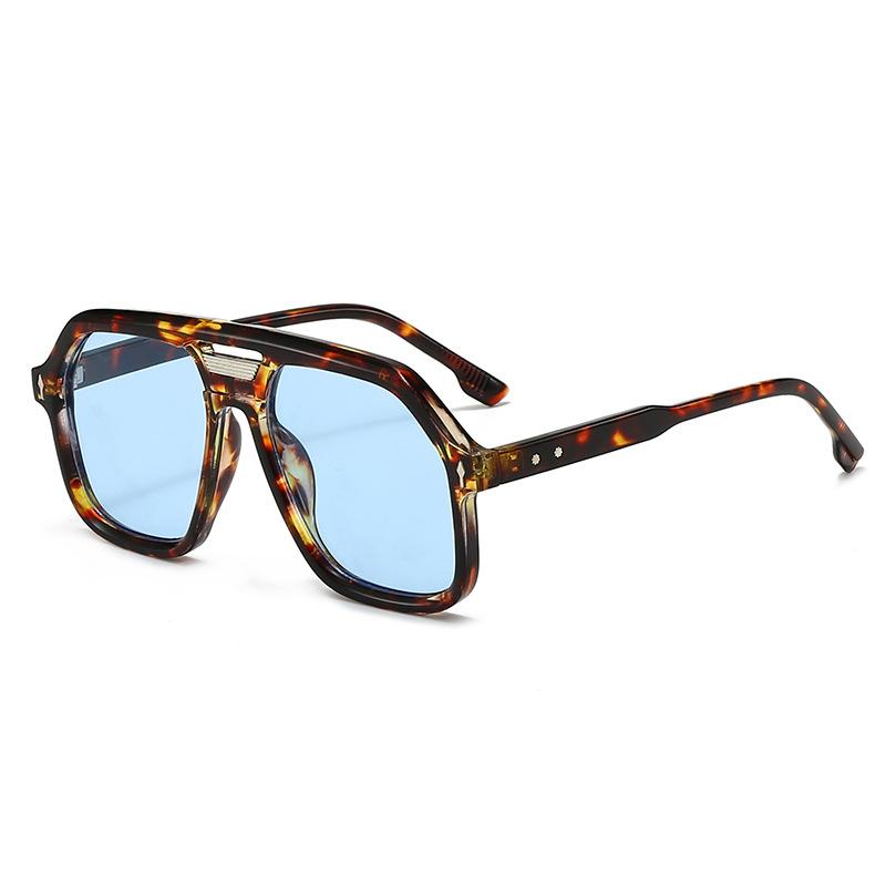  New Retro Double Bridges Pilot Women Blue Candy Color Sunglasses Shades UV400 Fashion Trending Rivets Men Sun Glasses