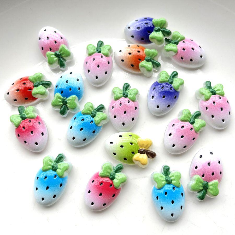 10 mixed strawberry shaped resin scrapbooks suitable for hair accessories, phone cases, and various DIY decorative accessories