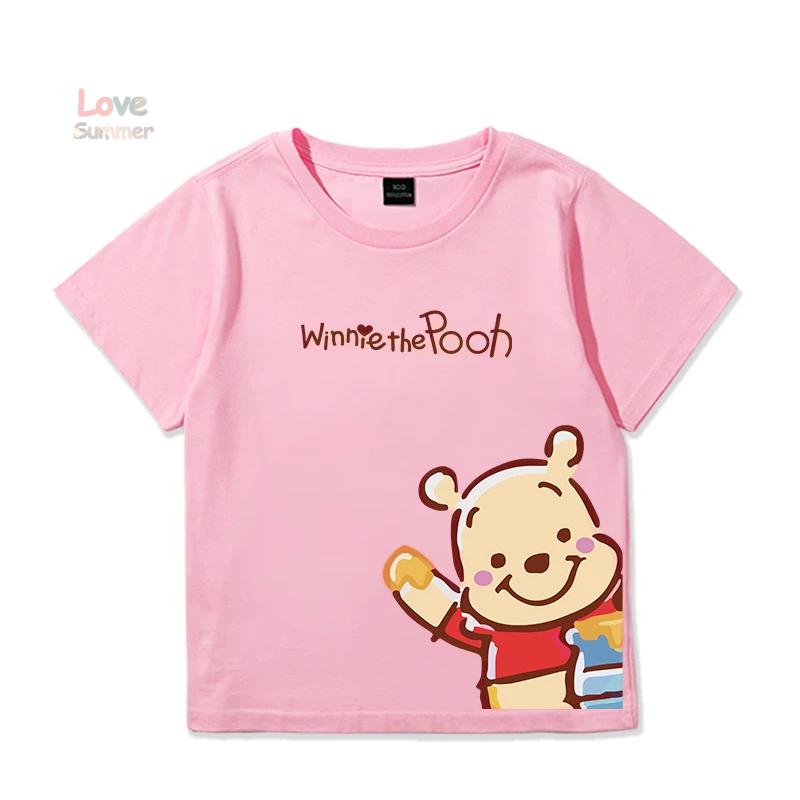 Kids T-Shirts Fashion Winnie Pooh Girls Boys Toddler Tee Casual Children Clothes Top Summer Bear Pattern Cool Funny Printed Short Sleeves