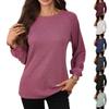 Women's Casual Long Sleeve Pullover Top Loose Fit Crew Neck Patchwork Knit Sweater Lightweight Comfortable Everyday Wear
