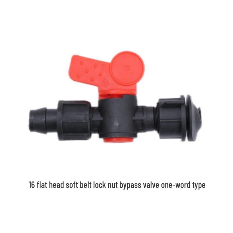 PE Pipe Valve Dripper, Greenhouse Drip Irrigation Connector with Switch Lock Nut and Bypass Male Thread Valve