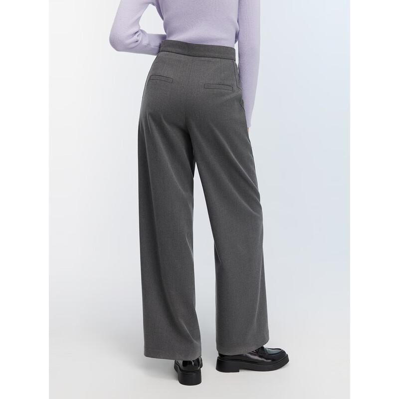 ELLE Women's French Merino Wool High-Waist Wide-Leg Pants