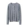 Women's 100% Pure Cashmere Round Neck Cardigan - Autumn/Winter Fashion Long Sleeve Knit Sweater Coat