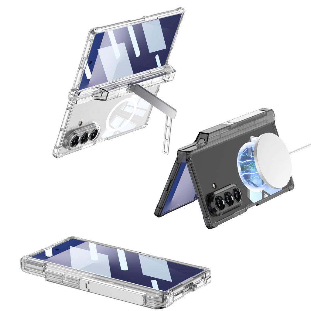 Samsung Zfold7 Mobile Phone Case Rotating Shaft Bracket Full Inclusive Wireless Charging Case Membrane Airbag Anti Fall Transparent Protective Cover