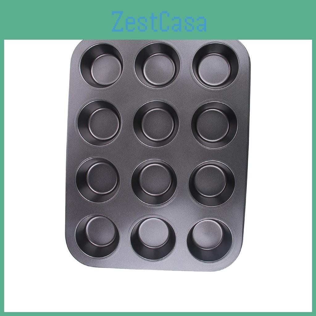 Mold Cup Cakes Non Stick Ptfe Coating Round 12 Holes Cake Making Tray For Home Kitchen
