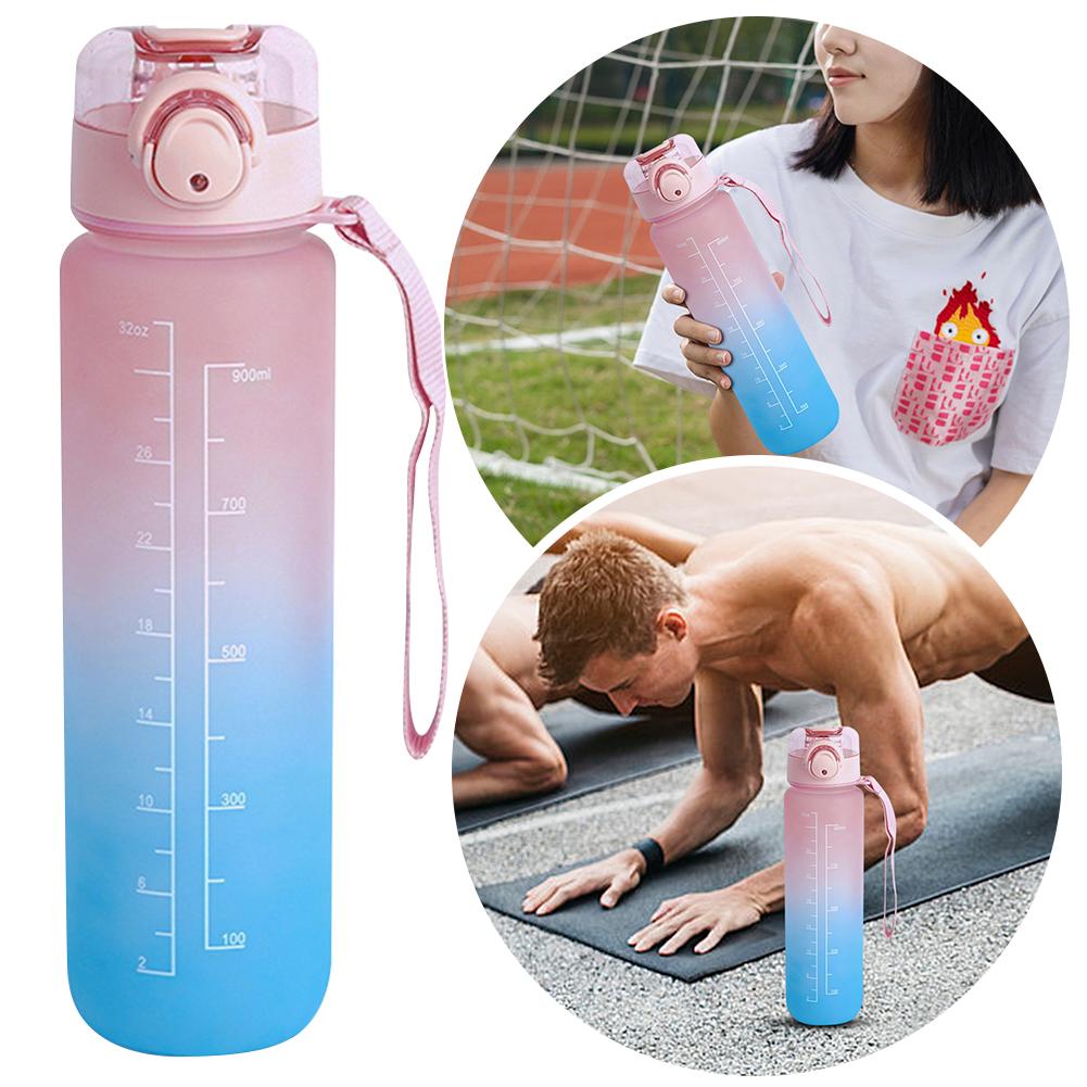 בקבוק מים 1 ליטר עם שיפוע קש בקבוק מי שתייה עמיד בפני דליפות