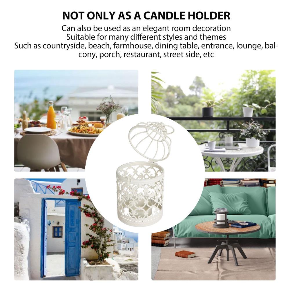 Round Iron Birdcage Candle Holder Metal Construction Hanging Candle Holder Dining Table