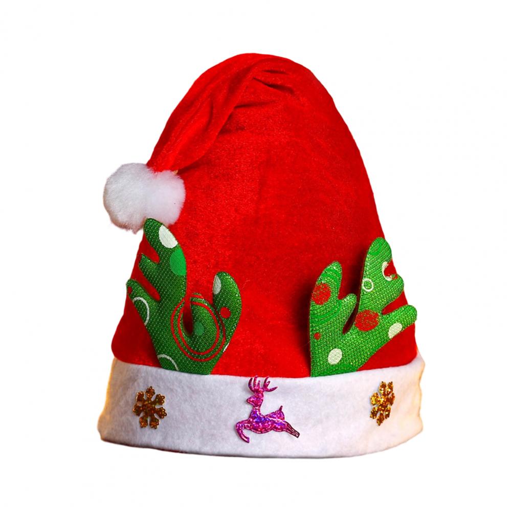 Children Holiday Headwear Festive Children's Christmas Hat with Cartoon Antler Pattern Red Velvet Santa Hat for Holiday for Kids