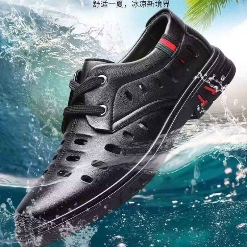 Genuine Leather Cowhide Can Be Worn In All Seasons Without Opening Glue/non-smelly Feet/men's Casual Driving Shoes Hollow and Versatile Flat Bottom