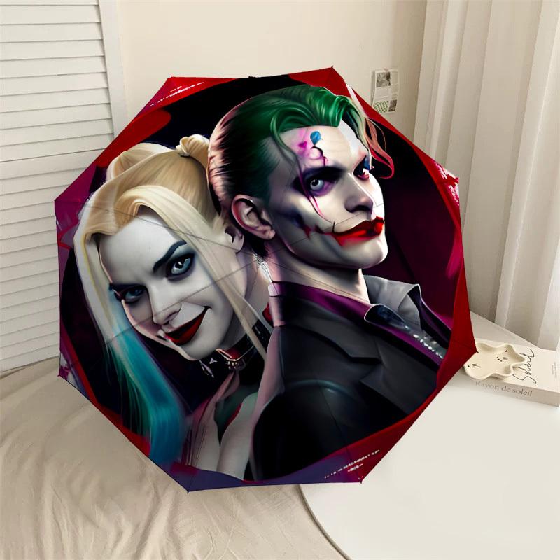 1PC Warner Harley Quinn Joker Umbrella-8-Rib Reinforced, Automatic Open, Lightweight & Durable-A75