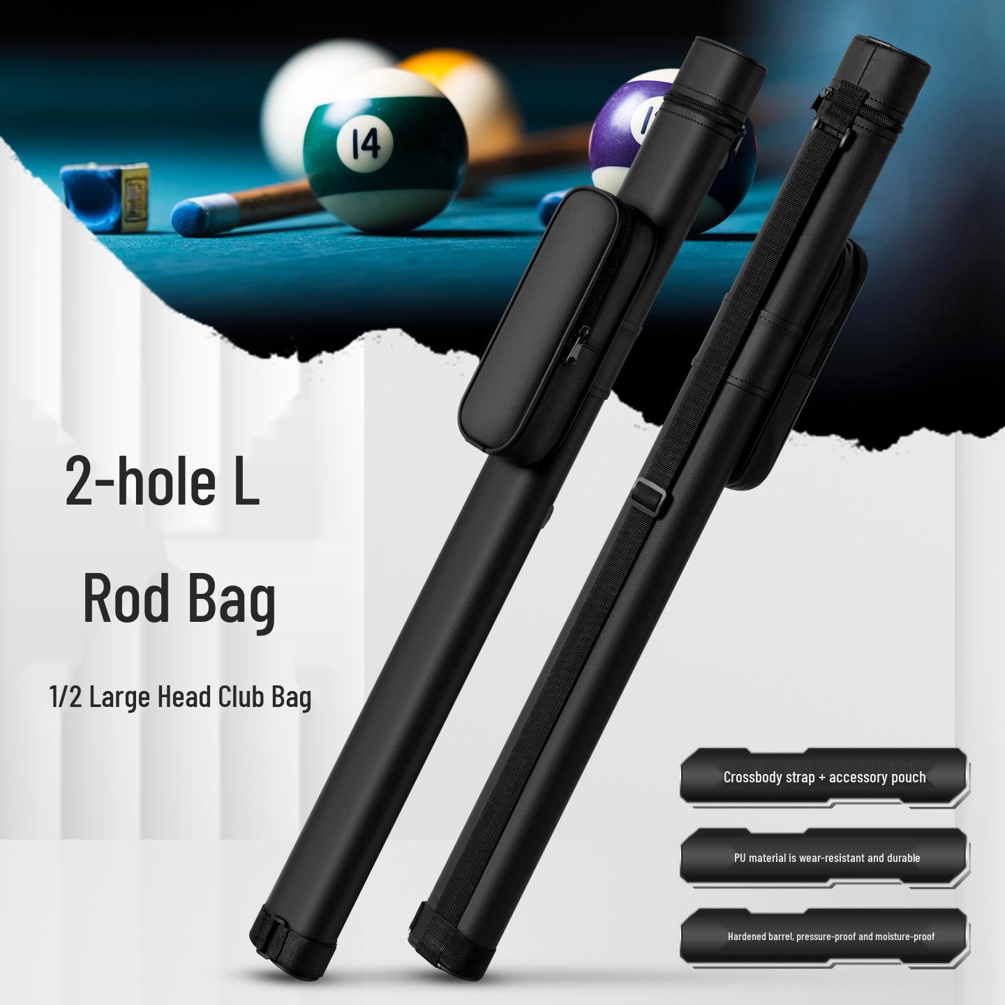 Two-Hole Cross-Body Billiard Cue Case with Large Headcompartment