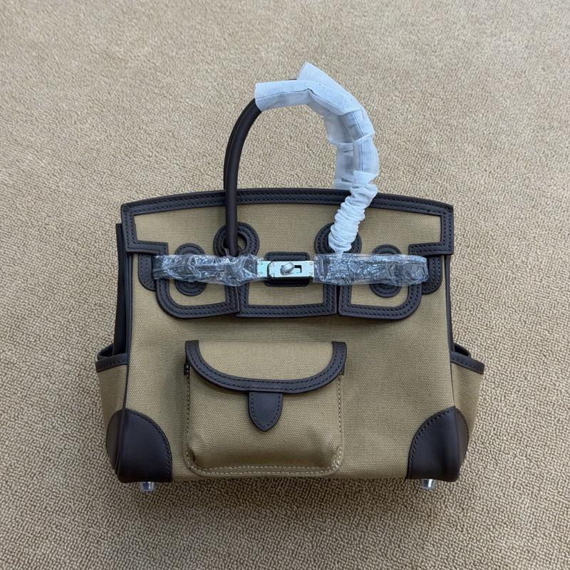 New 25CM Cargo-Swift leather with canvas pocket leather shoulder strap