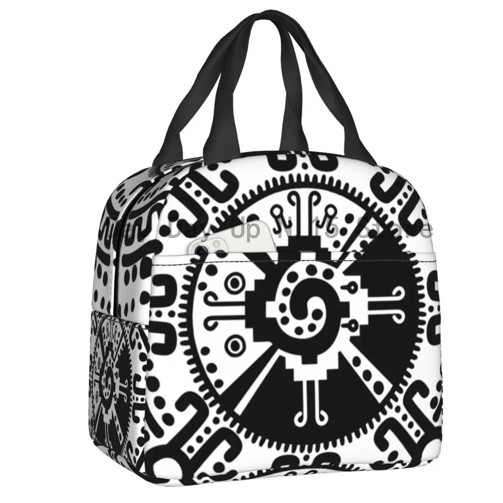 Hunab Ku Mayan Symbol Insulated Lunch Bags for Women Portable Thermal Cooler Food Lunch Box Outdoor Camping Travel