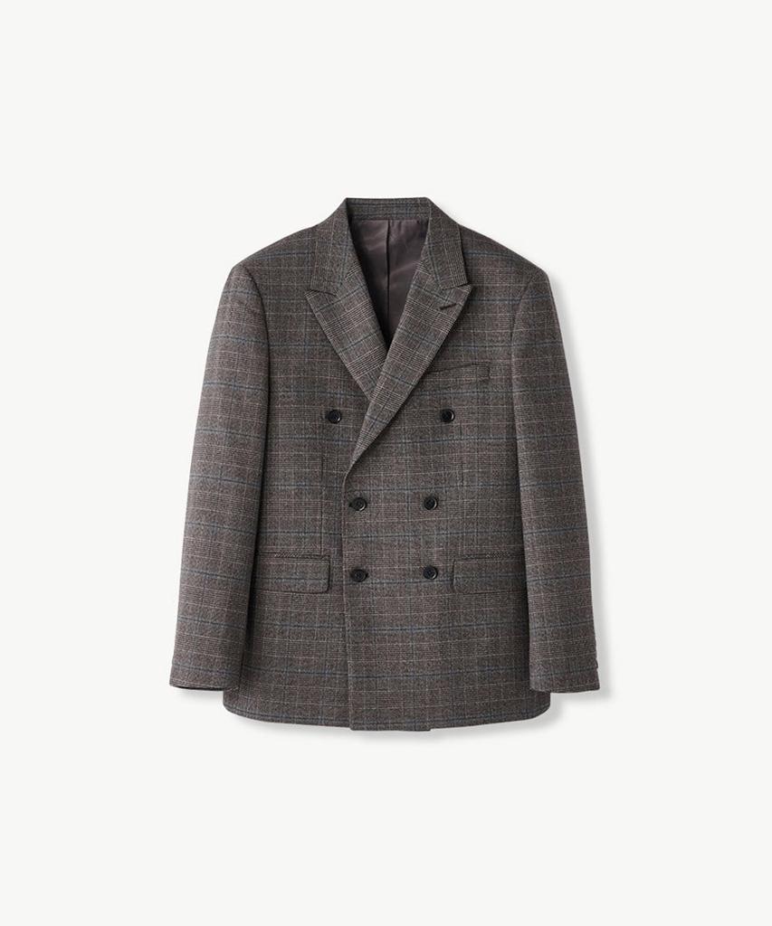 STCO Easy-Care Double-Breasted Glen Check Formal Jacket_Brown (Classic Fit)_Ssjud52Dch