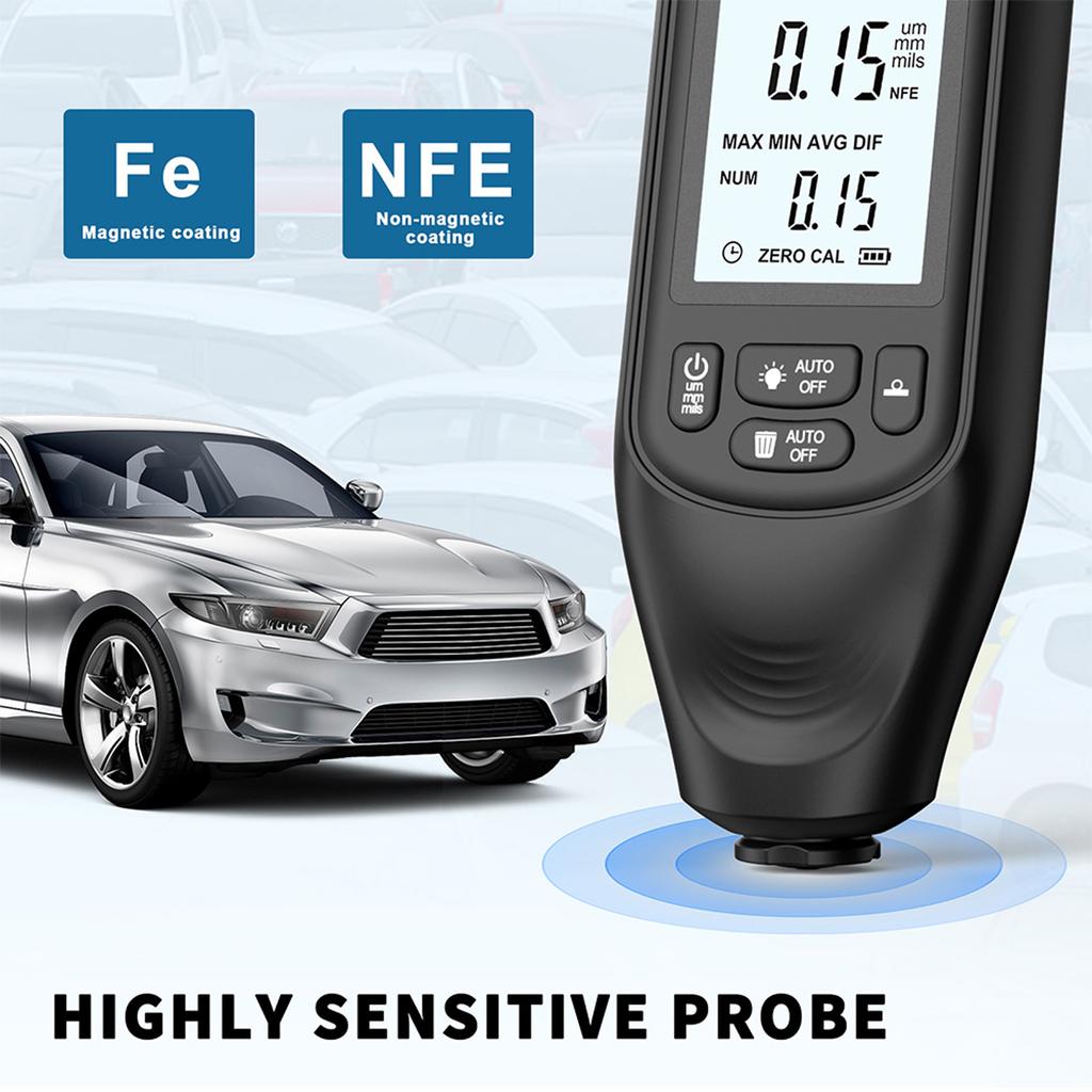 HW-400 Car Coating Depth Gauge 0-2000UM Paint Mil Thickness Tester Car Coating Thickness Meter for FE/NFE