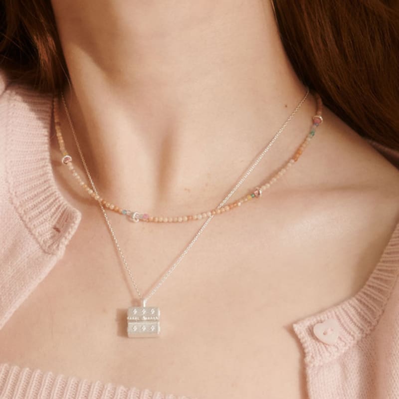 BSWAN pink opal ring necklace