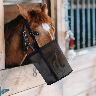 Multi-color Leak-Proof Horse Feeding Bag Adjustable Mesh Grazing Muzzle Elastic Breathable Mouth Dry Grass Bag Training