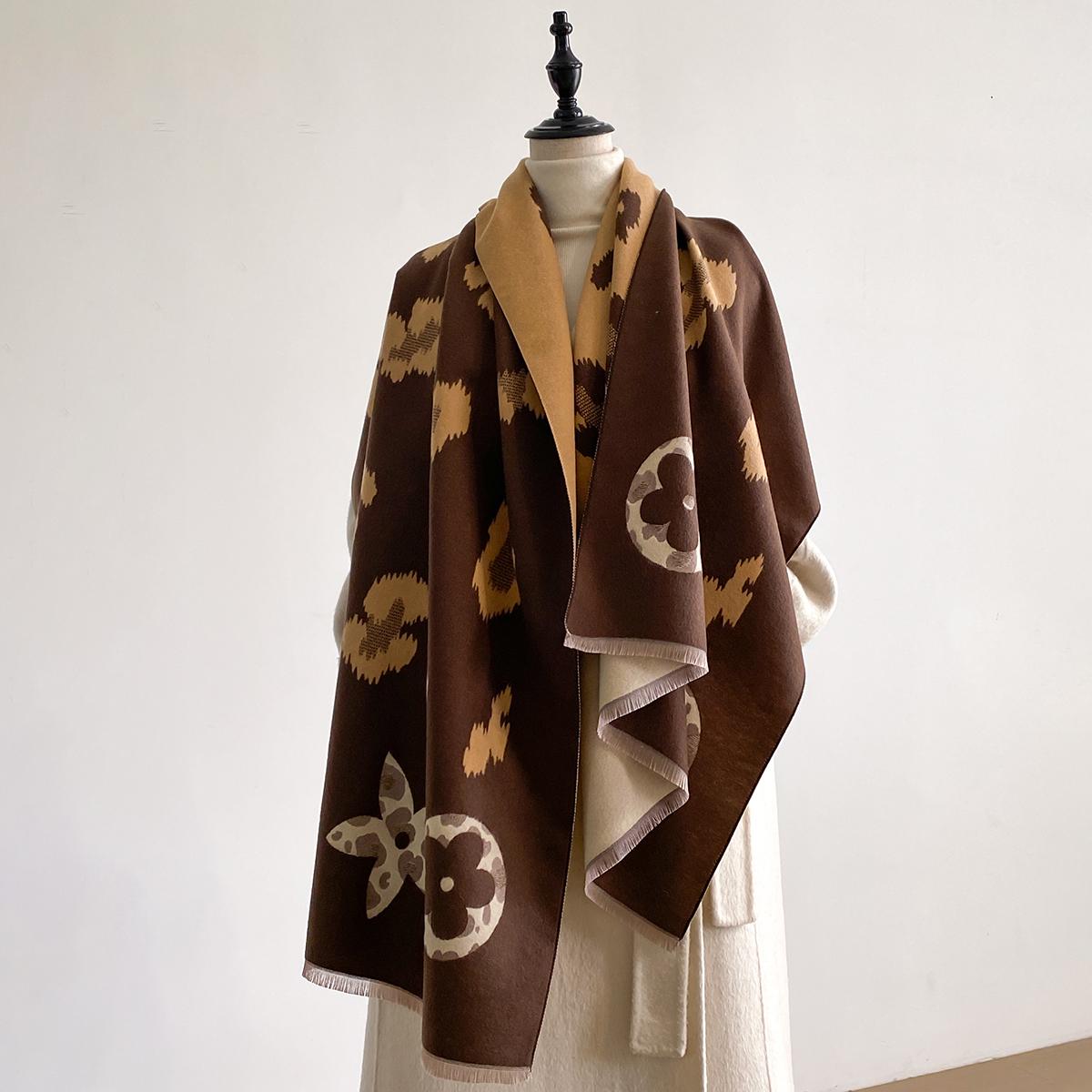 

Elegant Ladies Pashmina Jacquard Imitation Cashmere Scarves Winter Thick Warm Two-Sided Shawl Coldproof Windproof Blanket Scarf