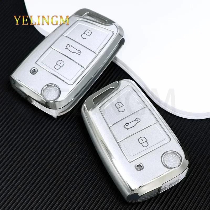 Tpu Car Shell Fob Key Case Full Cover For Vw Volkswagen Golf 7 Mk7 Tiguan Mk2 For Seat Ateca Leon Fr 2 Ibiza For Skoda Octavia