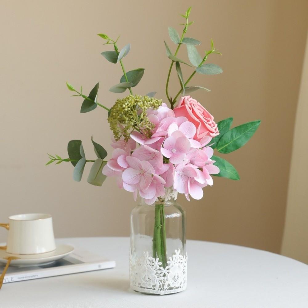 Plastic Artificial Hydrangea Rose Bouquet Luxury Fake Flower  Home Hotel Table Decor