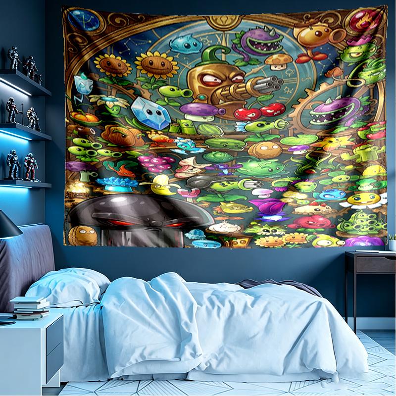 Plants VS Zombies Print Tapestry, Lightweight Wall Hanging, for Bedroom, Dorm, Living Room, Home Art Decor, Birthday Christmas Gift for Friends
