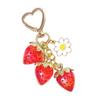 Strawberry Keychain For Women Girls Bag Pendant Accessory Gift Resin Daisy Floral Charm Keyring Backpack Accessories