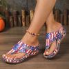 Large size summer new European and American style flag slippers slope heel platform beach shoes