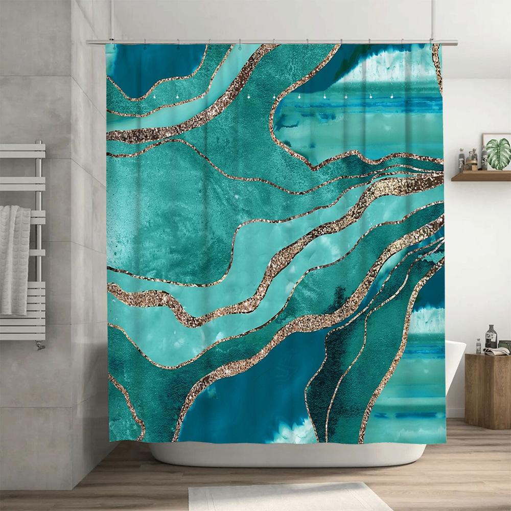 Elegant Marble Shower Curtain Waterproof Modern Abstract Pattern Fabric Bathroom Decor Set