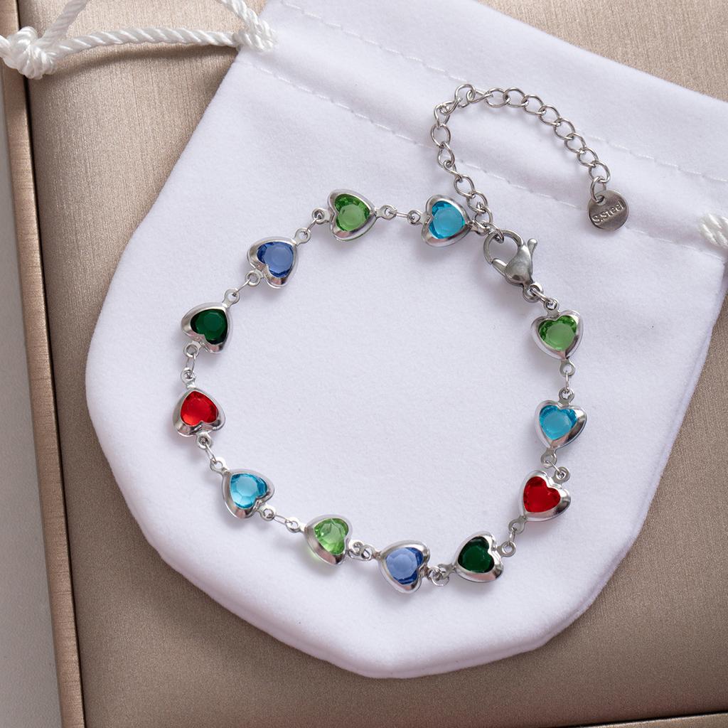 Color Love Bracelet, Personality Temperament, Heart-Shaped Bracelet, High-End Creative Fashion Jewelry.