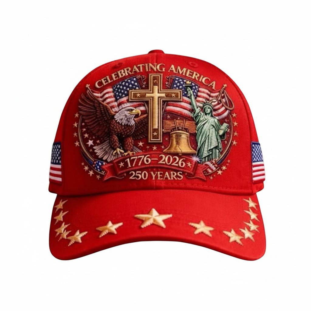 Eagle & Liberty & Cross Sports Hat Vintage United States 250th Anniversary Hat Retro Washed Breathable for Men Women Everyday