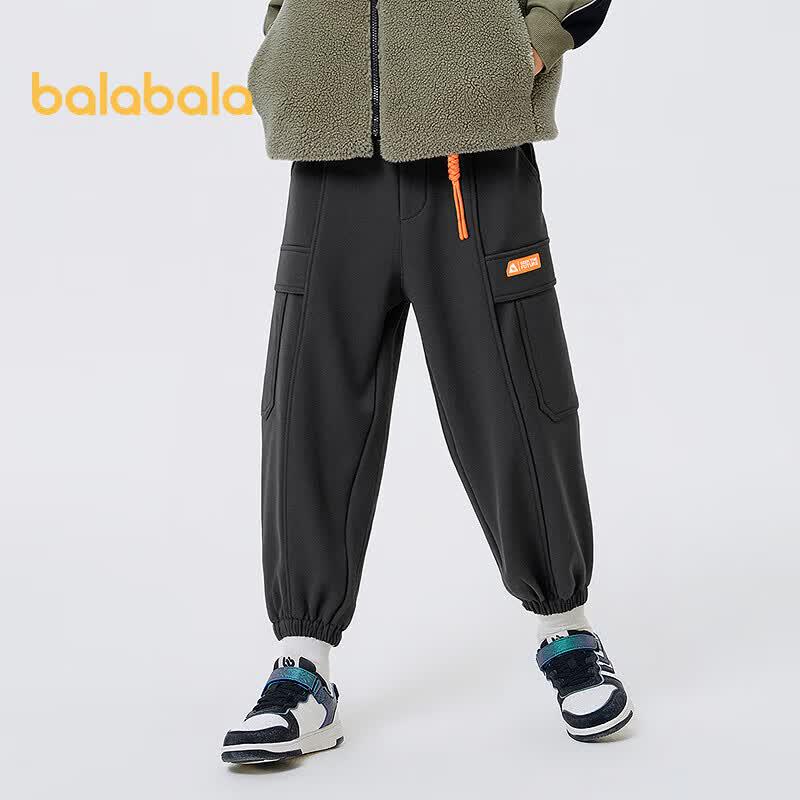 Balabala Boys' Winter Plus Velvet Jogger Pants