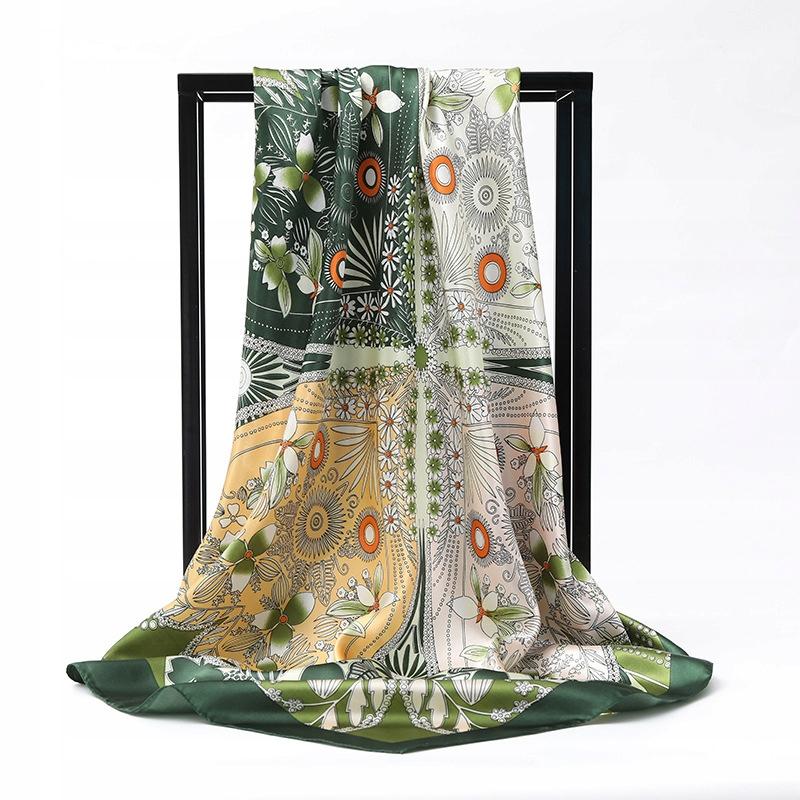 elegant women' large silk scarf as a gift 180x90 navy blue